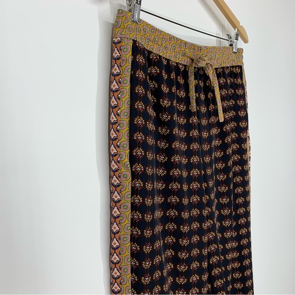 Zara Mixed Print Boho Pull On Wide Leg Cropped Pants High Rise/Drop Crotch Sz Lg - Picture 2 of 16